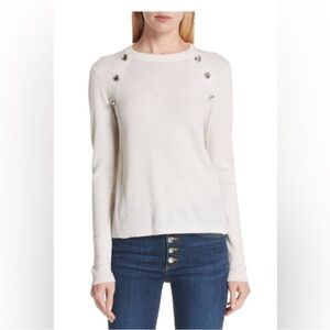 Veronica Beard Pearson Oatmeal Sweater with Button Accents